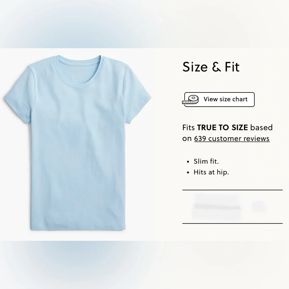 J. Crew Women's Essential short-sleeve crewneck tee Chateau Light Blue XL sliced - Picture 6 of 15